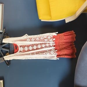 Orange Boho dress with lace cover